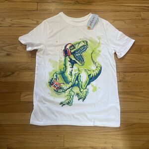 Cat & Jack Boys T Shirt Dinosaur Wearing Headphones XXL (16/18) NWT